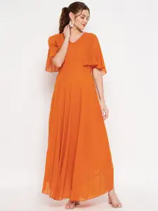 HELLO DESIGN Orange Georgette Maxi Dress