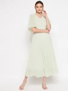 HELLO DESIGN Olive Green Georgette Kaftan Dress