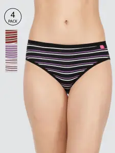 Dollar Missy Pack of 4 Striped Inner Elasticated Hipster Panty MMBB-131T#R3#S2-LY1-PO4