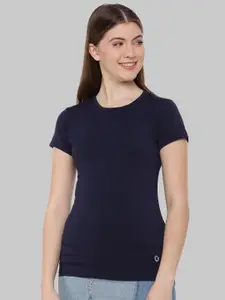 Dollar Missy Women Navy Blue Anti Odour Slim Fit T-shirt