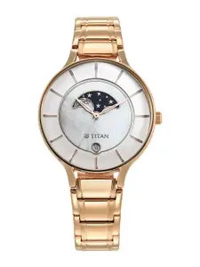 Titan Women Dial & Stainless Steel Bracelet Style Straps Analogue Watch 2674WM02