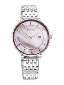 Titan Women Mother of Pearl Dial & Stainless Steel Bracelet Style Straps Analogue Watch 2673SM02