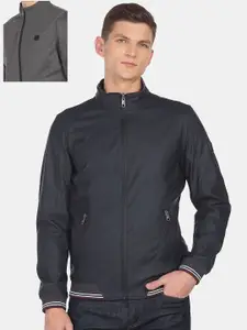 Arrow Sport Men Blue Reversible Solid Varsity Jacket