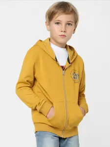 Jack & Jones Junior Boys Yellow Printed Hooded Sweatshirt