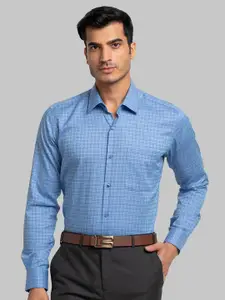 Raymond Blue Checks Contemporary Fit Formal Shirts For Men