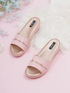 Sherrif Shoes Women Pink Wedge Heels