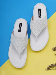 Sherrif Shoes Women White Textured Wedge Heels