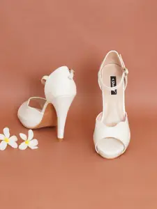 Sherrif Shoes White Party Stiletto Peep Toes