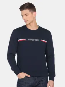 Arrow Sport Men Navy Blue Typography Sweatshirt