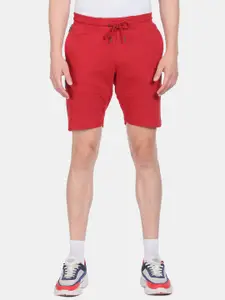 U.S. Polo Assn. Men Red Drawstring Waist Brand Tape Solid Knit Shorts