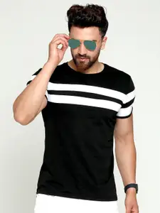 AUSK Men Black & White Striped T-shirt