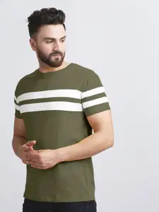 AUSK Men Green Striped T-shirt