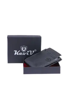 Keviv Men Black Leather Two Fold Wallet