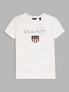 GANT Boys White Typography Printed T-shirt