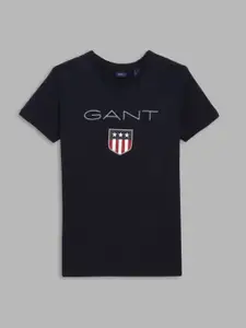 GANT Boys Blue Typography Printed Cotton T-shirt