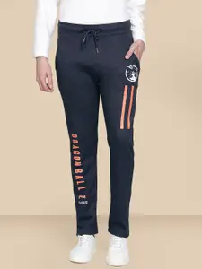Free Authority Men Navy Blue & Orange Dragon Ball Z Printed Slim-Fit Track Pant