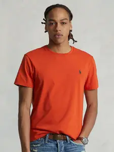 Polo Ralph Lauren Men Orange Solid Slim-Fit T-shirt