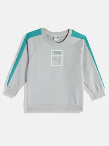 Puma Boys Grey Brand Logo Printed Sweatshirt