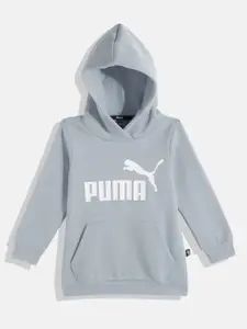 Puma Girls Blue Printed Hooded Sweatshirt