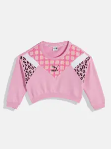 Puma Girls Relaxed Fit Classic 90s Printed Crop Sweatshirt