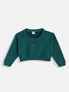 Puma Girls Green Classics GRL Crop Sweatshirt