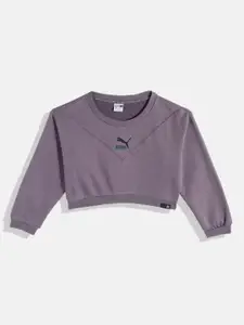 Puma Girls Purple Classics GRL Crop Sweatshirt
