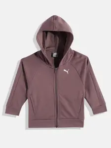 Puma Girls Purple Modern Sports Full-Zip Hoodie Youth Jacket