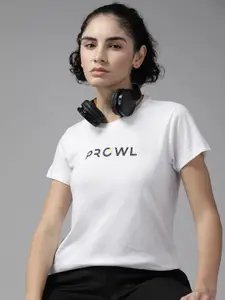 PROWL by Tiger Shroff Women White & Black Brand Logo Printed T-shirt