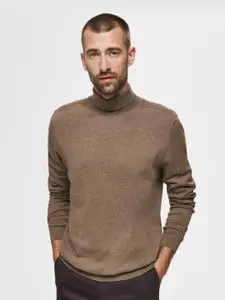 SELECTED Men Brown Solid Pullover