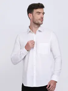 JJAAGG T Men White Classic Cotton Casual Shirt