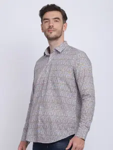 JJAAGG T Men Grey-Coloured Classic Printed Party Shirt