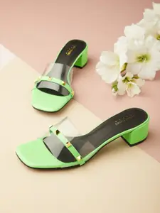 Tokyo Talkies Green Party Block Heels