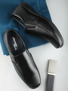 Azzaro Black Men Black Solid Slip On Formal Shoes