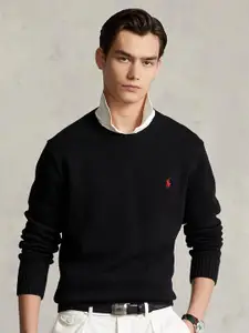 Polo Ralph Lauren Men Black Solid Sweaters