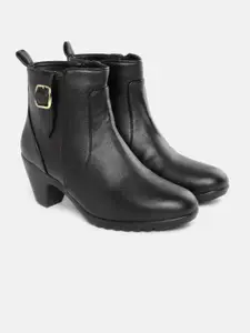 ELLE Women Black Solid Mid-Top Block Heel Boots