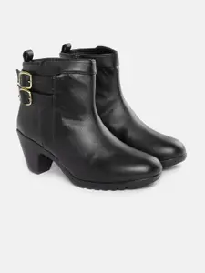 ELLE Women Black Solid Mid-Top Block Heel Boots