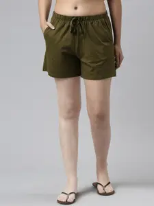 Enamor Women Green Lounge Shorts
