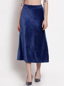 Westwood Women Blue Solid Midi A-Line Skirts
