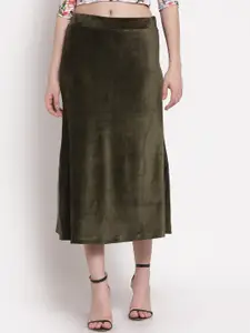Westwood Women Green Solid A-line Midi Skirts