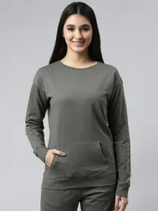 Enamor Women Grey Cotton Sweatshirt