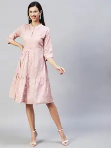 FASHOR Women Pink Ethnic Motifs A-Line Dress