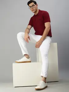 ONN Men Maroon Solid Polo Collar T-shirt