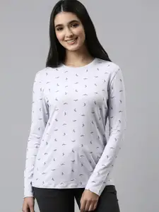 Enamor Women Purple Printed Cotton Lounge Tshirts