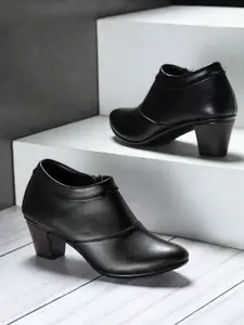 Shezone Black Solid Block Boots