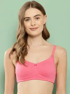 Leading Lady Coral Pink Non-Padded Non-Wired Pure Cotton T-shirt Bra