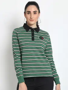 Club York Women Green Striped Sweatshirt