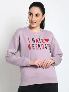 Club York Women Lavender Printed Sweatshirt