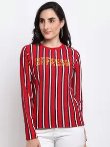 Club York Women Red Striped Sweatshirt