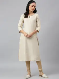 W Women Cream-Coloured Pastels Cotton Kurta