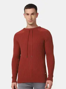 Blackberrys Men Rust Self Design Pullover